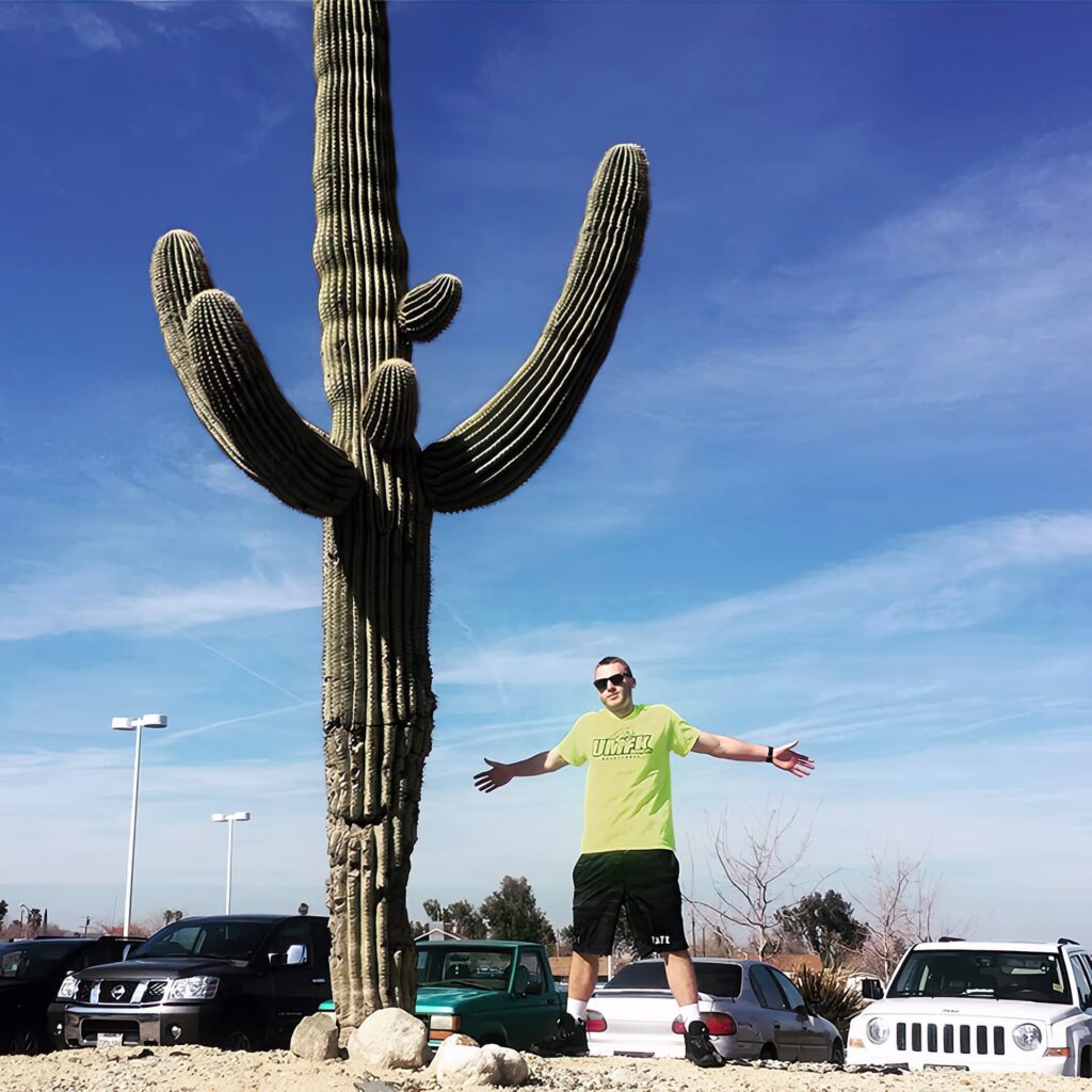 Women's Basketball Coach Fletcher Brown on the recruiting trail, somewhere out West, in 2018. The recruiting trip was cancelled this season for most coaches, but that hasn't slowed them down.